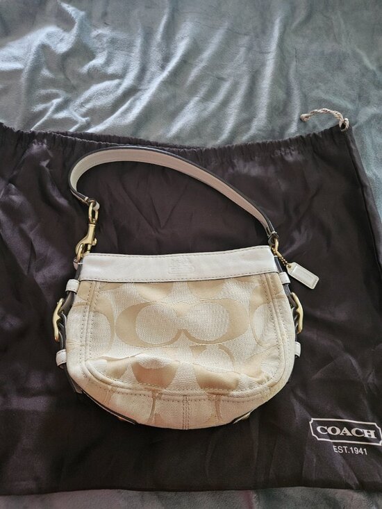 Coach Handbags - Authentic Coach Signature Optic Mini Shoulder Bag #41355 Ivory/Chalk Jacquard